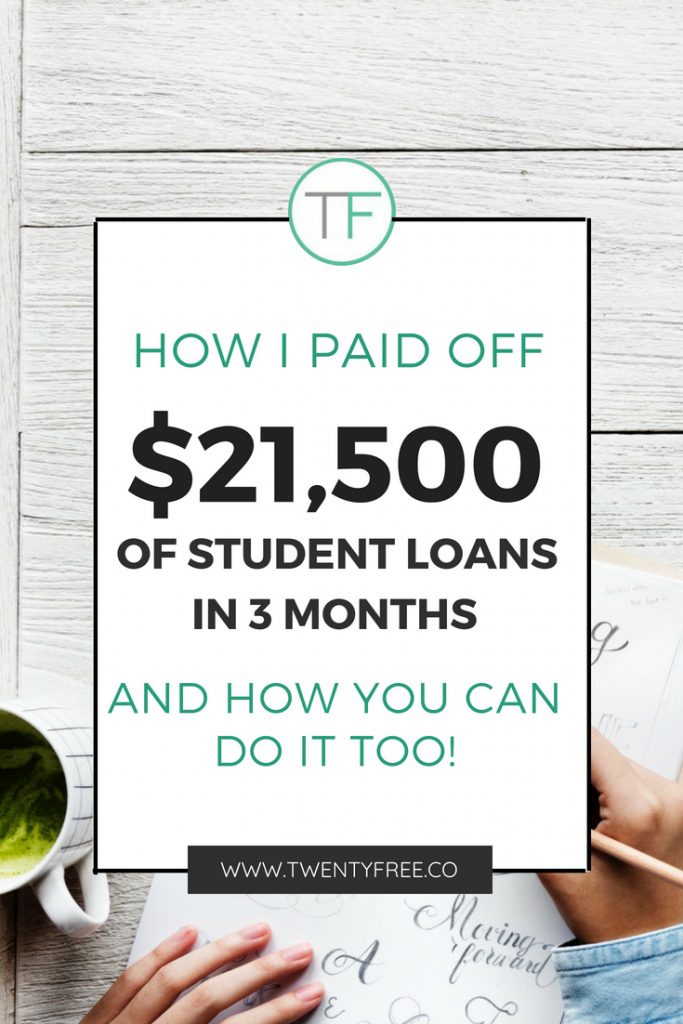 Student loan repayment of $21,500 in federal student loan debt.