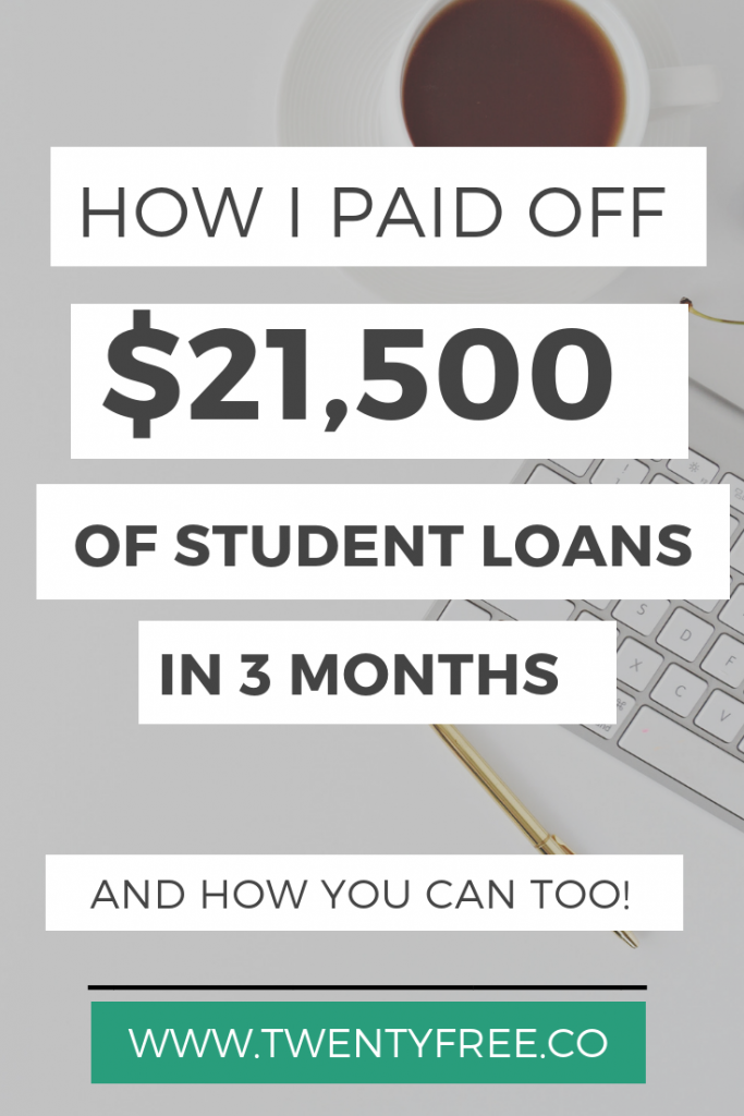 Student loan repayment of $21,500 in federal student loan debt.