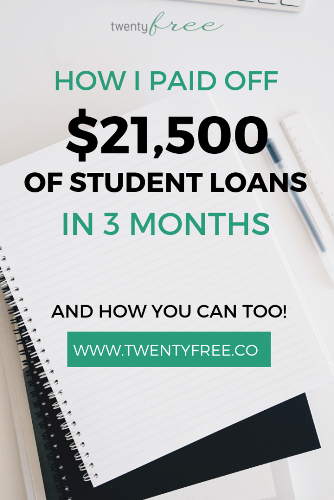 Student loan repayment of $21,500 in federal student loan debt.