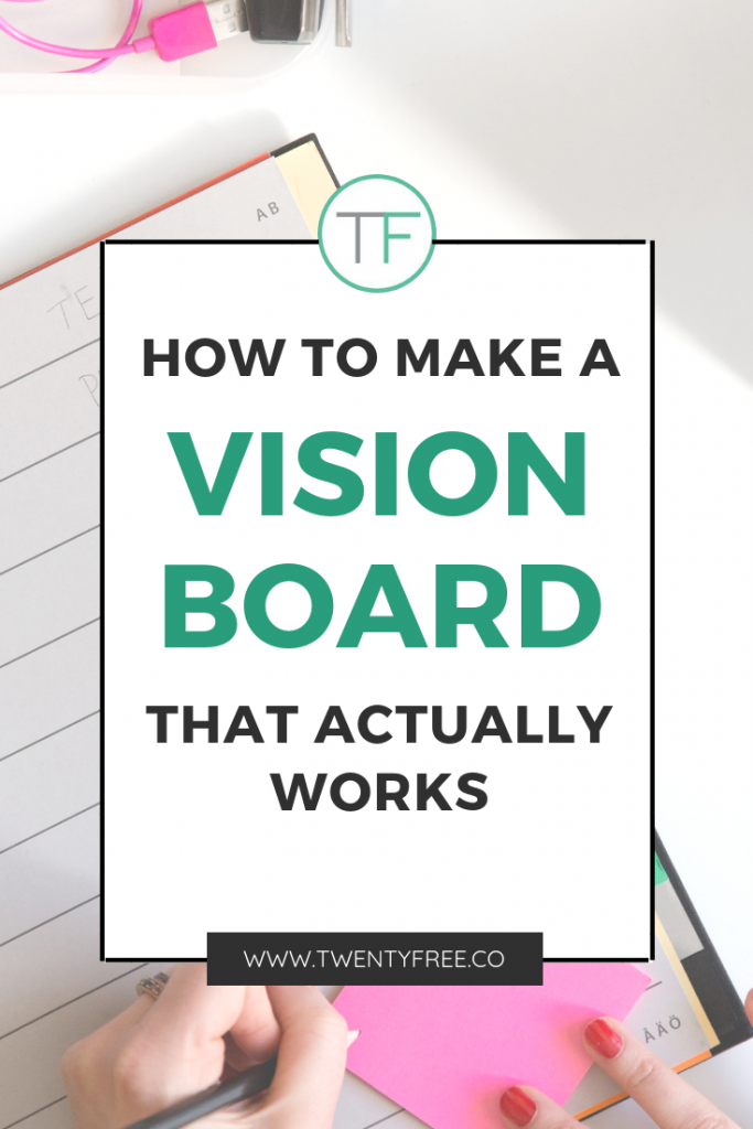 Create a vision board that will make your dreams come true! Step-by-step guide to make your dream board work for you. #twentyfreeco | dreams | career | DIY | inspiration | how to create a vision board | template | weight loss | printables | students | #goalsettings #goalsetting #visionboard #goal #dreamboard #newyearsresolution #resolution #newyears #achievement #lifehacks #holidaycrafts