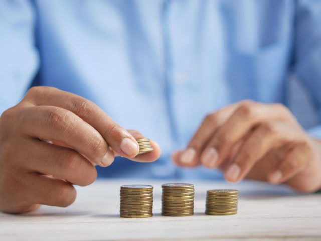 Person counting money