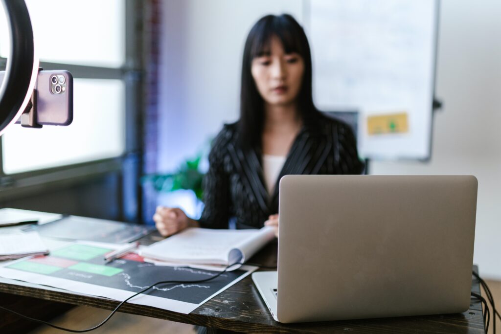 woman working with investments